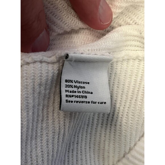 Nine West Sweater Womens Small White Ribbed Tie Waist Long Sleeve Knit Top - Picture 7 of 8